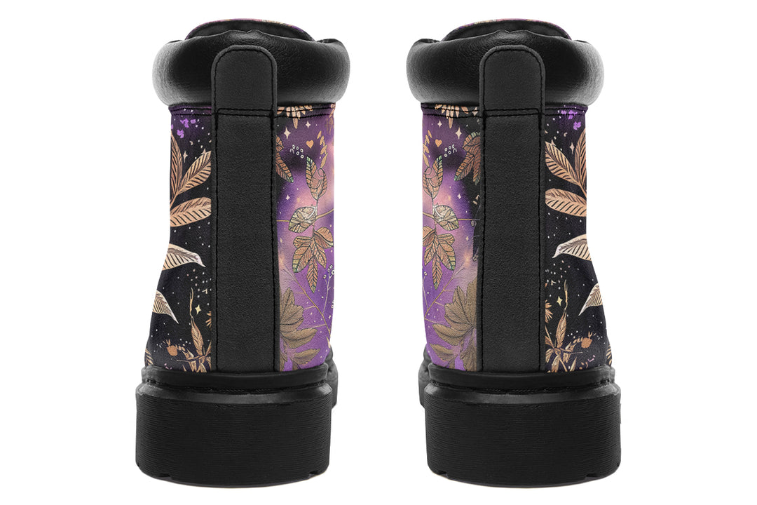 Galactic Bloom Classic Boots - High Quality Micro-Suede Weatherproof Vegan Shoes with Stitched on Soles