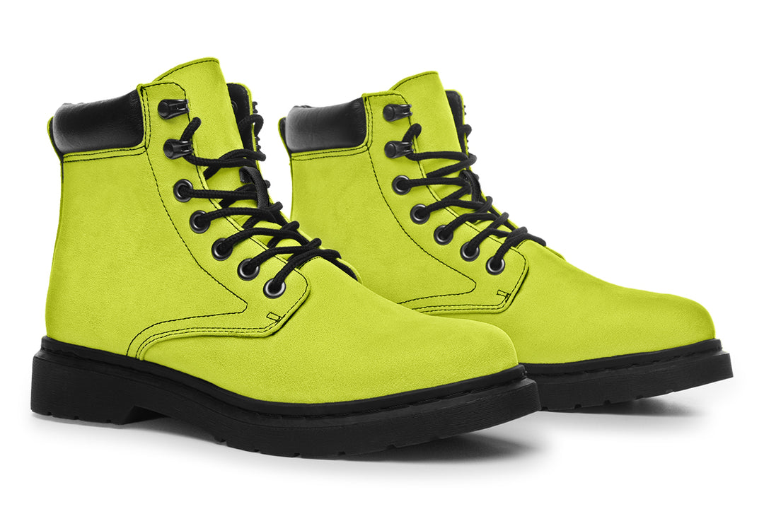 Lime Punch Classic Boots - High Quality Micro-Suede Weatherproof Vegan Shoes with Stitched on Soles