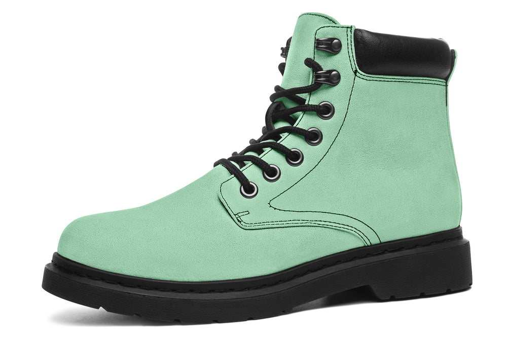 Mint Green Classic Boots - High Quality Micro-Suede Weatherproof Vegan Shoes with Stitched on Soles