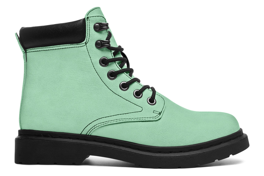 Mint Green Classic Boots - High Quality Micro-Suede Weatherproof Vegan Shoes with Stitched on Soles