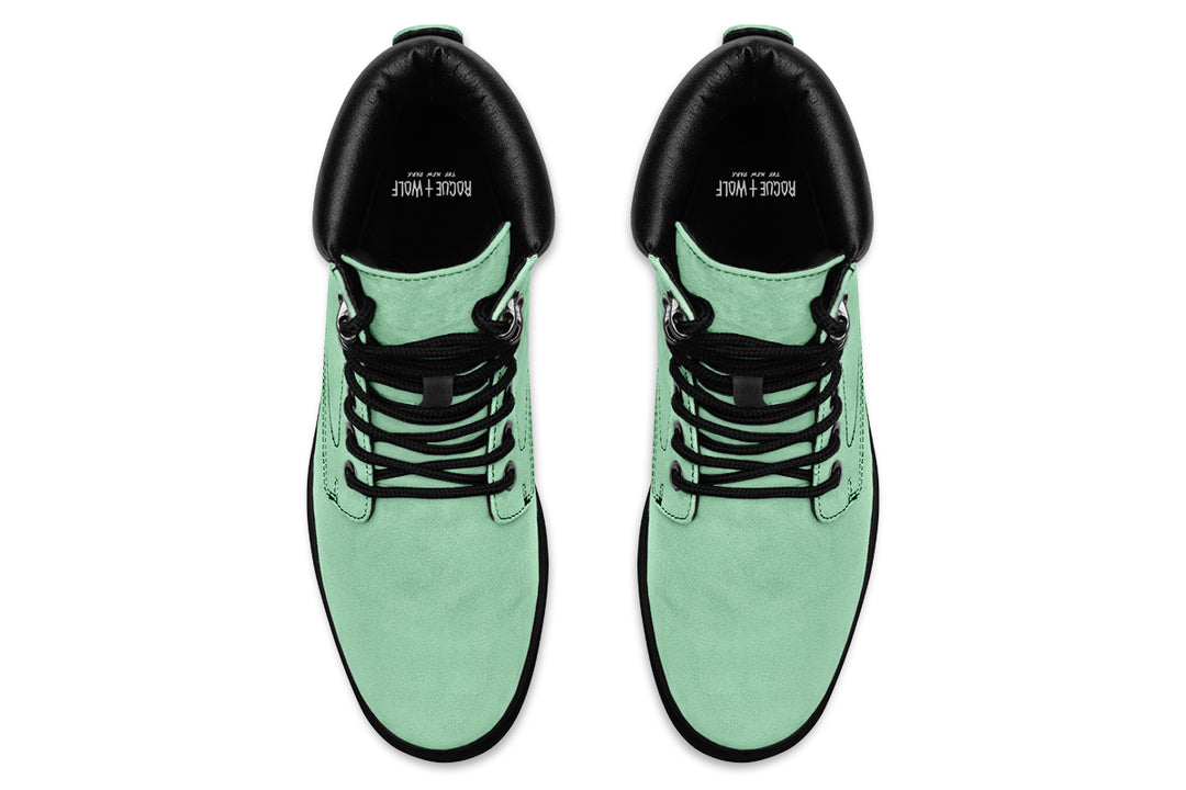 Mint Green Classic Boots - High Quality Micro-Suede Weatherproof Vegan Shoes with Stitched on Soles