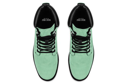 Mint Green Classic Boots - High Quality Micro-Suede Weatherproof Vegan Shoes with Stitched on Soles