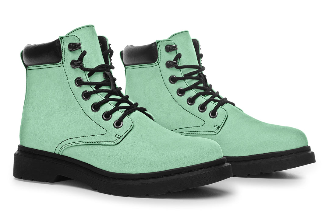 Mint Green Classic Boots - High Quality Micro-Suede Weatherproof Vegan Shoes with Stitched on Soles