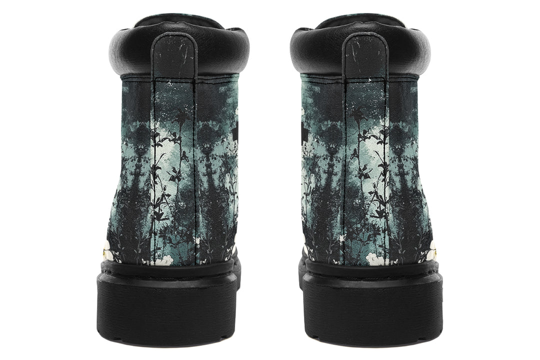 Mourning Petals Classic Boots - High Quality Micro-Suede Weatherproof Vegan Shoes with Stitched on Soles