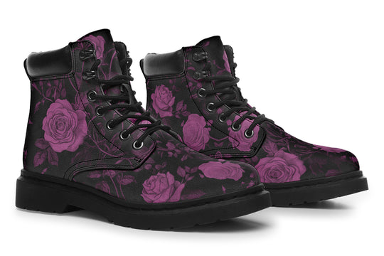 Mystic Rose Romance Classic Boots - High Quality Micro-Suede Weatherproof Vegan Shoes with Stitched on Soles