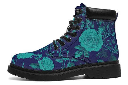 Ocean Rose Romance Classic Boots - High Quality Micro-Suede Weatherproof Vegan Shoes with Stitched on Soles