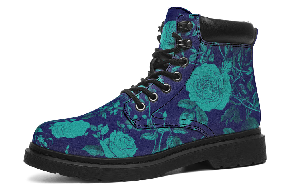 Ocean Rose Romance Classic Boots - High Quality Micro-Suede Weatherproof Vegan Shoes with Stitched on Soles