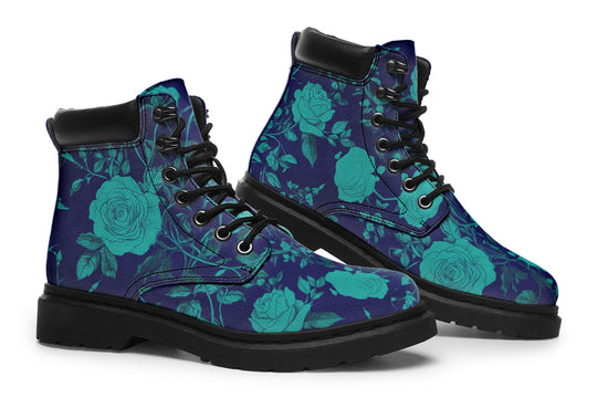 Ocean Rose Romance Classic Boots - High Quality Micro-Suede Weatherproof Vegan Shoes with Stitched on Soles