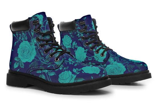 Ocean Rose Romance Classic Boots - High Quality Micro-Suede Weatherproof Vegan Shoes with Stitched on Soles