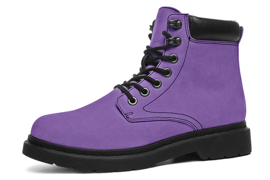 Retro Violet Classic Boots - High Quality Micro-Suede Weatherproof Vegan Shoes with Stitched on Soles