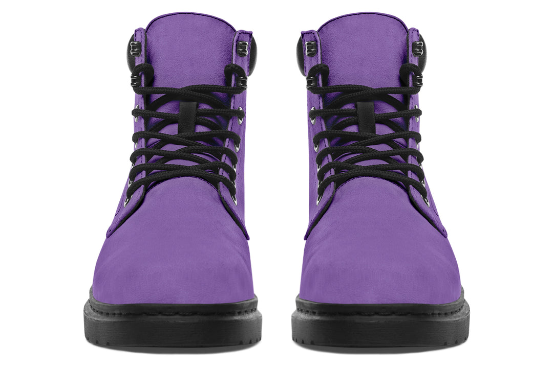 Retro Violet Classic Boots - High Quality Micro-Suede Weatherproof Vegan Shoes with Stitched on Soles