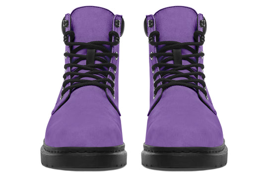 Retro Violet Classic Boots - High Quality Micro-Suede Weatherproof Vegan Shoes with Stitched on Soles