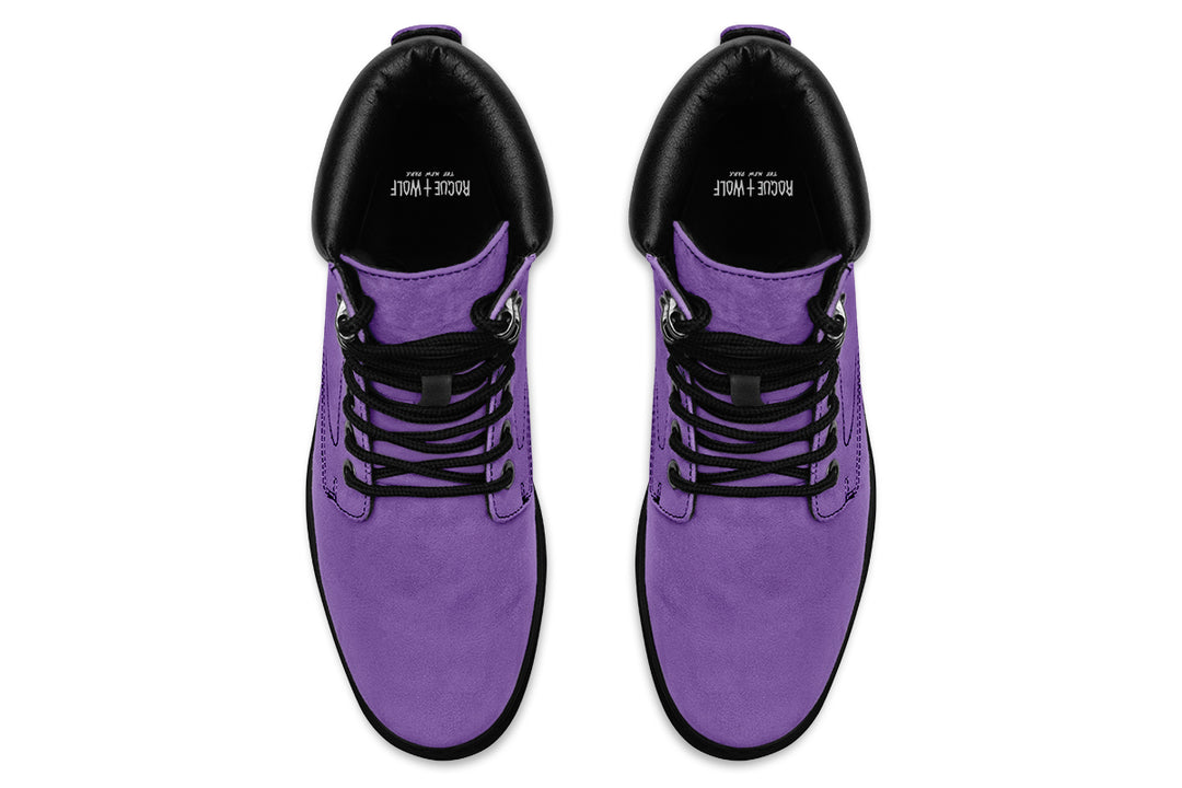 Retro Violet Classic Boots - High Quality Micro-Suede Weatherproof Vegan Shoes with Stitched on Soles