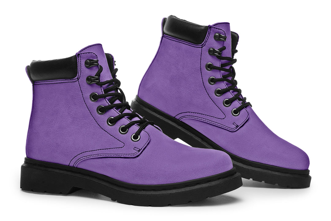 Retro Violet Classic Boots - High Quality Micro-Suede Weatherproof Vegan Shoes with Stitched on Soles