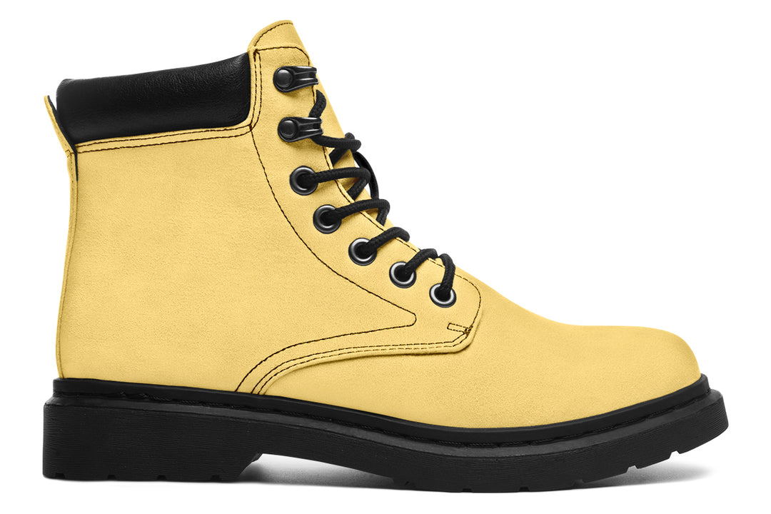 Soft Gold Classic Boots - High Quality Micro-Suede Weatherproof Vegan Shoes with Stitched on Soles