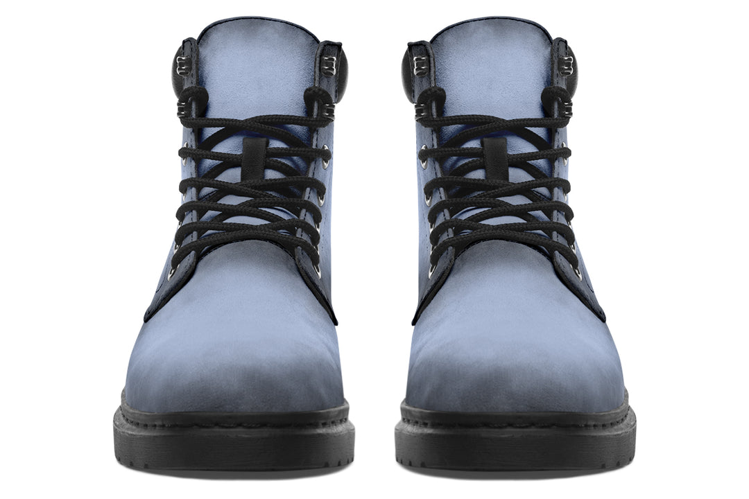 Twilight Blue Classic Boots - High Quality Micro-Suede Weatherproof Vegan Shoes with Stitched on Soles