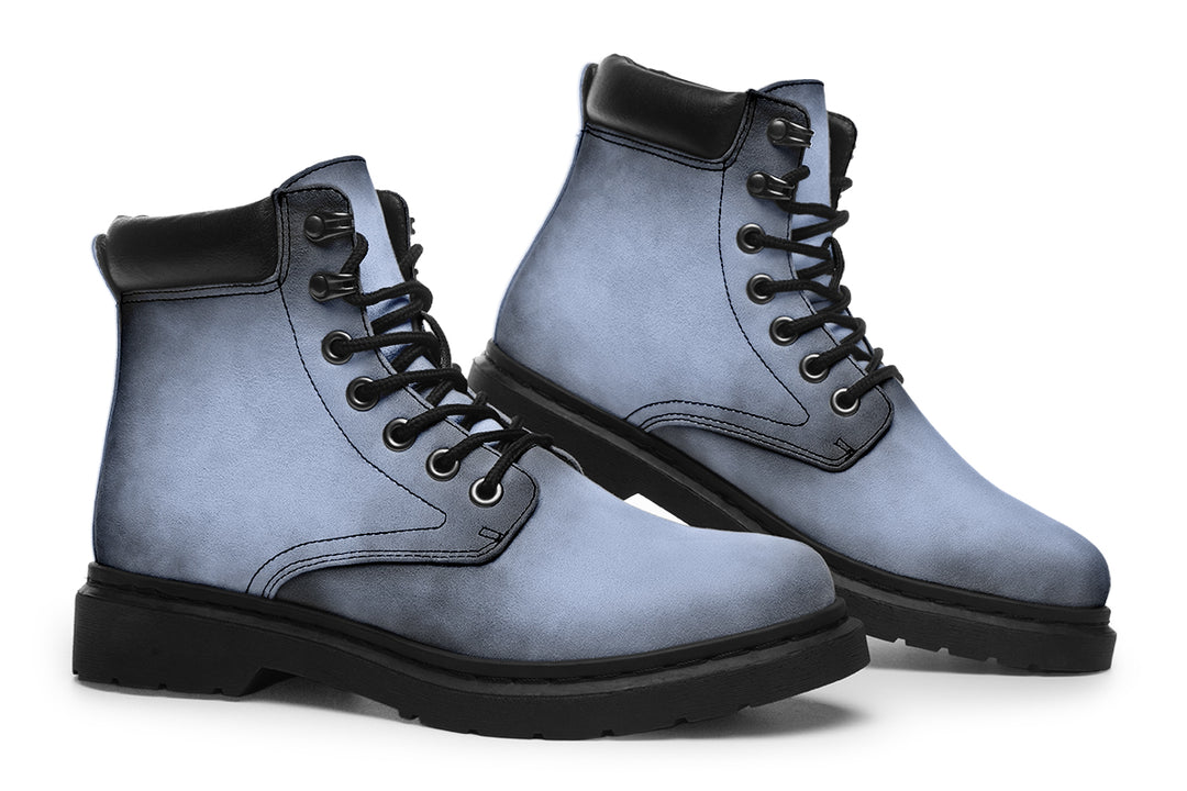 Twilight Blue Classic Boots - High Quality Micro-Suede Weatherproof Vegan Shoes with Stitched on Soles