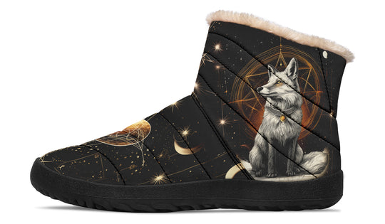 Astral Fox Comfy Winter Boots - Warm Vegan Boots with Side Zipper and Anti-Slip Soles