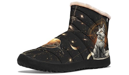 Astral Fox Comfy Winter Boots - Warm Vegan Boots with Side Zipper and Anti-Slip Soles