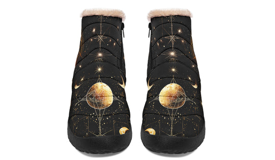 Astral Fox Comfy Winter Boots - Warm Vegan Boots with Side Zipper and Anti-Slip Soles