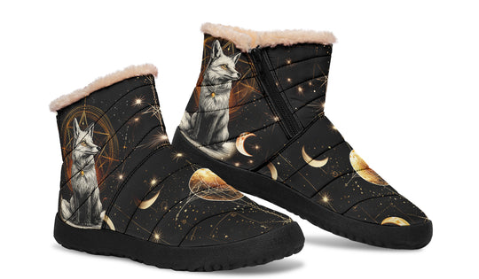 Astral Fox Comfy Winter Boots - Warm Vegan Boots with Side Zipper and Anti-Slip Soles