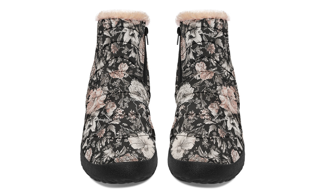 Vintage Peonies Comfy Winter Boots