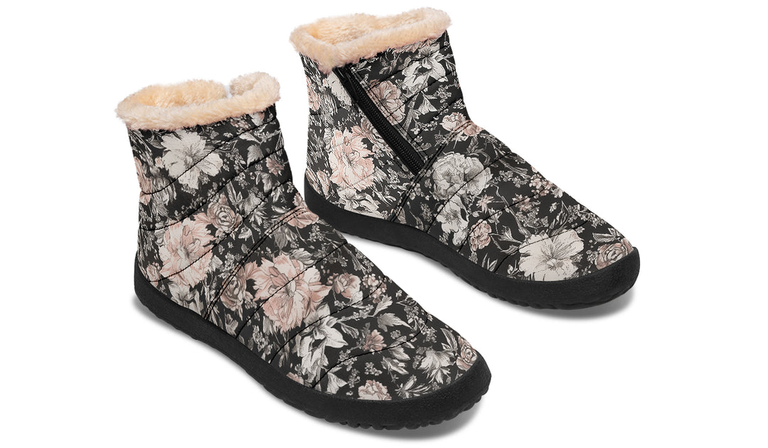 Vintage Peonies Comfy Winter Boots