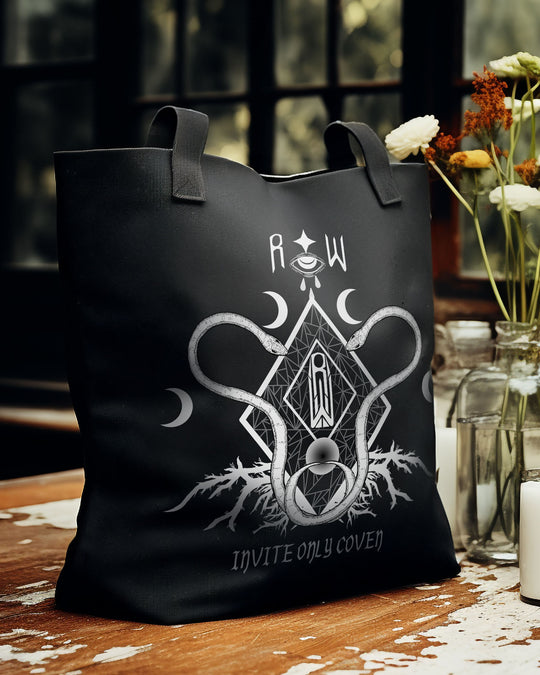 Coven Tote Bag - Vegan Bag for Women Large Foldable Bag Work Gym Travel Shopping Grocery Goth Accessories