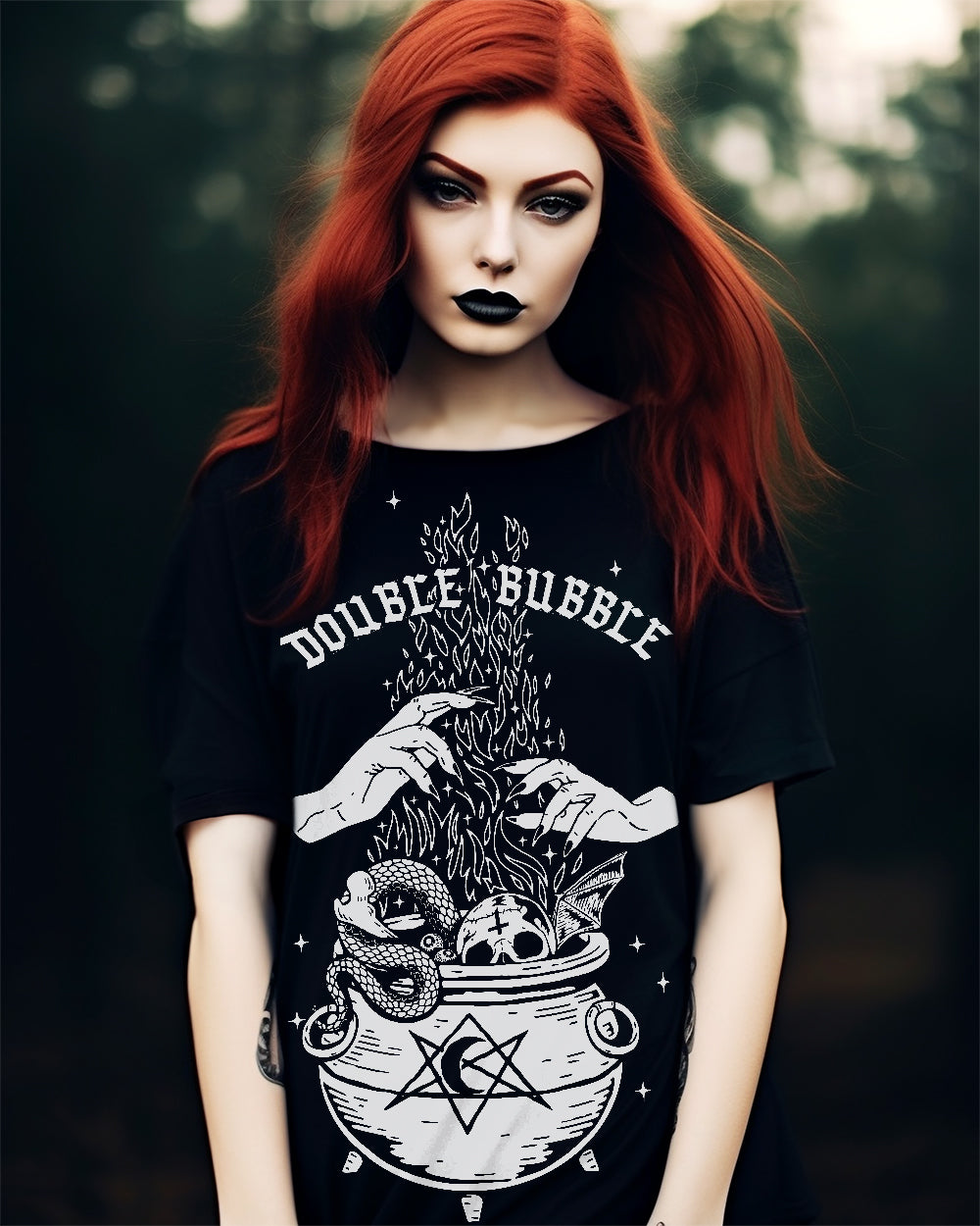Double Bubble Tee Dress - Witchy Alt Style T-shirt Dress Occult Fashion Alternative Goth Dark Academia Dress