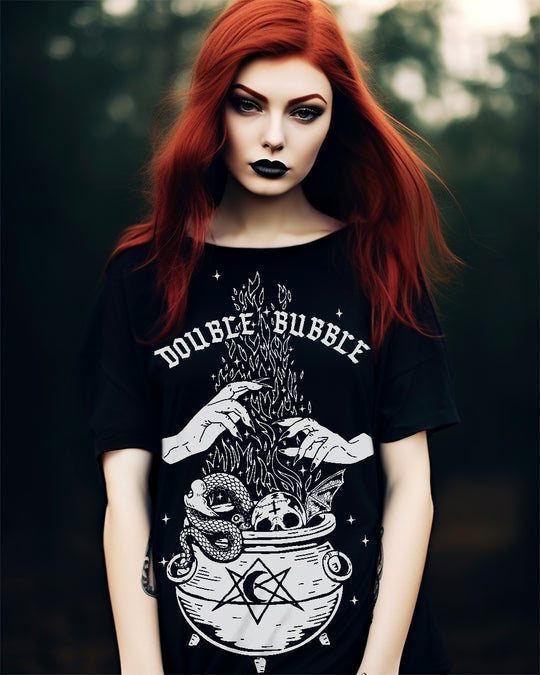 Double Bubble Tee Dress - Vegan Gothic Clothing - Alternative Occult Ethical Fashion - On Demand Eco-friendly Sustainable Product