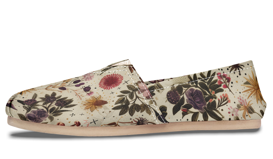 Enchanted Blossoms Espadrilles - Lightweight Canvas Slip-Ons with Elastic V for Easy Comfort