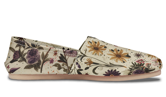 Enchanted Blossoms Espadrilles - Lightweight Canvas Slip-Ons with Elastic V for Easy Comfort