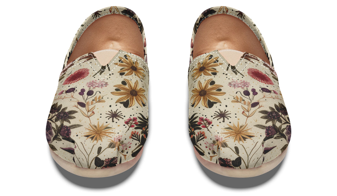 Enchanted Blossoms Espadrilles - Lightweight Canvas Slip-Ons with Elastic V for Easy Comfort