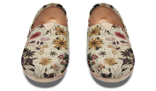 Enchanted Blossoms Espadrilles - Lightweight Canvas Slip-Ons with Elastic V for Easy Comfort