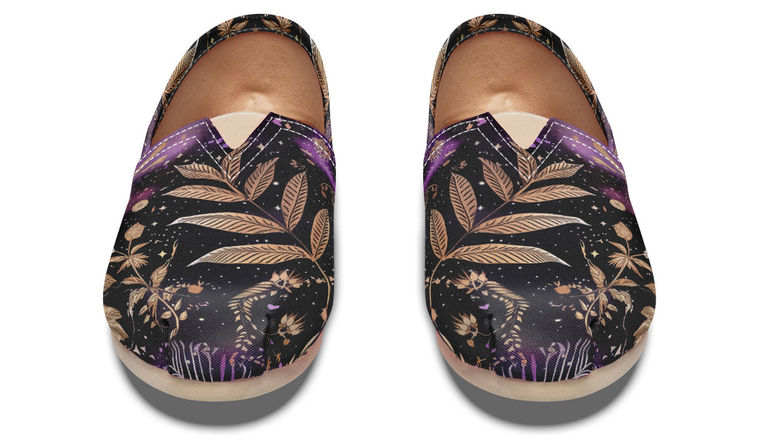 Galactic Bloom Espadrilles - Lightweight Canvas Slip-Ons with Elastic V for Easy Comfort