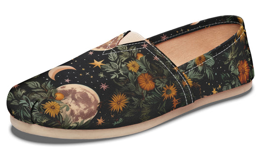 Lunar Meadow Espadrilles - Lightweight Canvas Slip-Ons with Elastic V for Easy Comfort