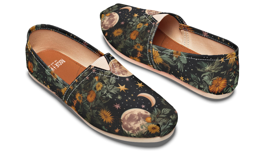 Lunar Meadow Espadrilles - Lightweight Canvas Slip-Ons with Elastic V for Easy Comfort