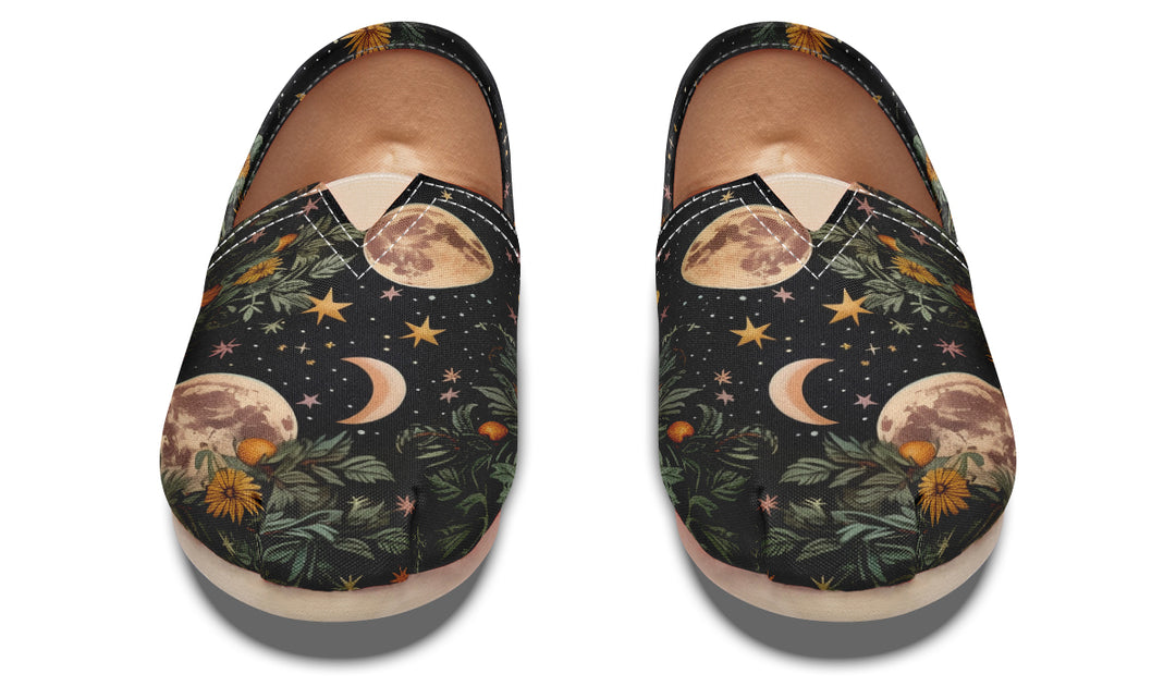 Lunar Meadow Espadrilles - Lightweight Canvas Slip-Ons with Elastic V for Easy Comfort