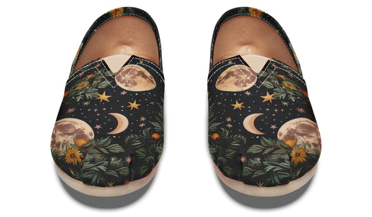 Lunar Meadow Espadrilles - Lightweight Canvas Slip-Ons with Elastic V for Easy Comfort