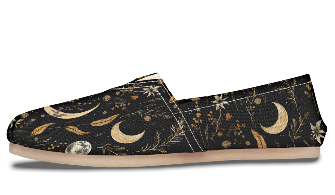 Moonlit Botanica Espadrilles - Lightweight Canvas Slip-Ons with Elastic V for Easy Comfort