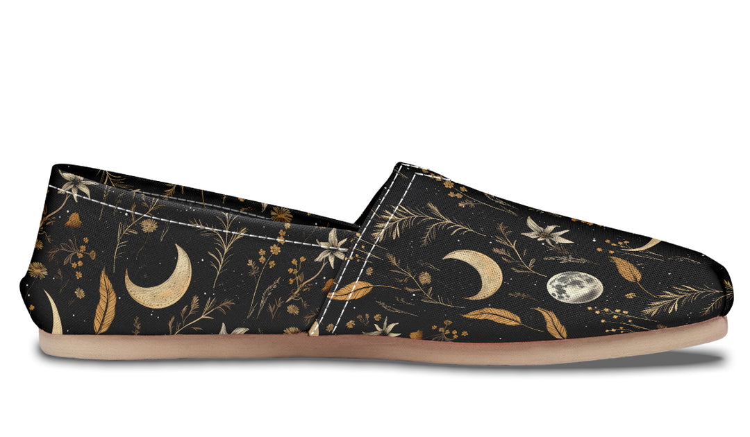 Moonlit Botanica Espadrilles - Lightweight Canvas Slip-Ons with Elastic V for Easy Comfort