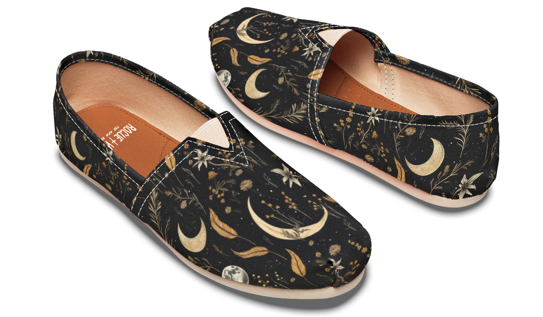 Moonlit Botanica Espadrilles - Lightweight Canvas Slip-Ons with Elastic V for Easy Comfort