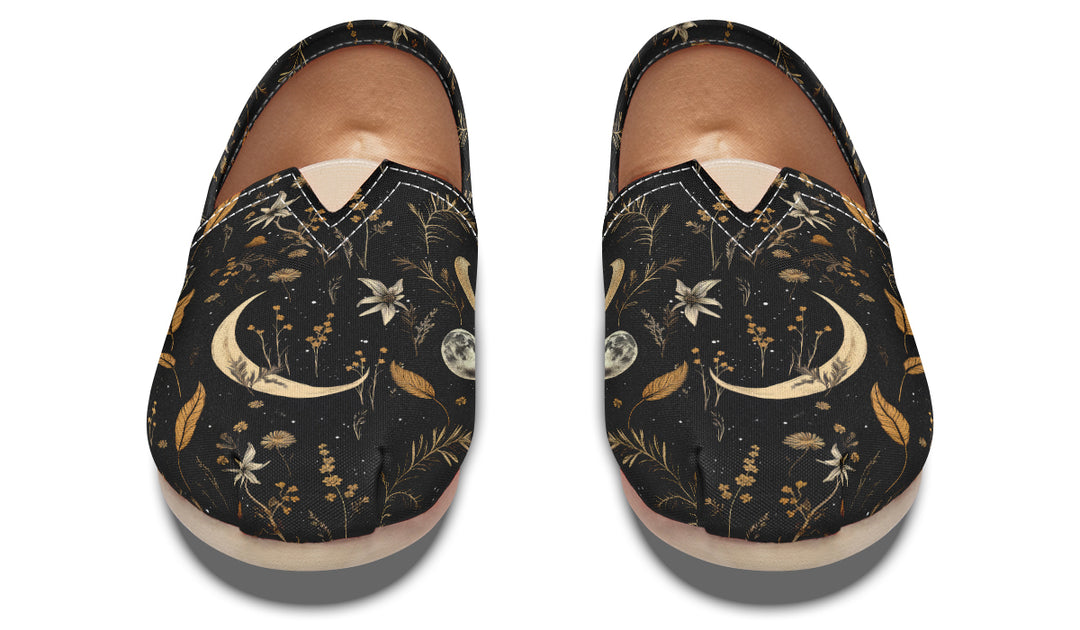 Moonlit Botanica Espadrilles - Lightweight Canvas Slip-Ons with Elastic V for Easy Comfort