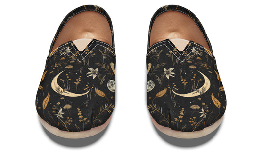 Moonlit Botanica Espadrilles - Lightweight Canvas Slip-Ons with Elastic V for Easy Comfort