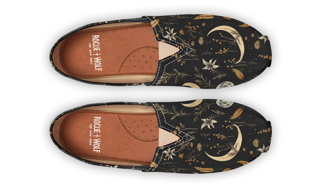 Moonlit Botanica Espadrilles - Lightweight Canvas Slip-Ons with Elastic V for Easy Comfort