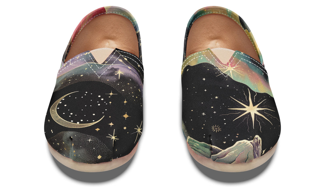 Northern Lights Espadrilles - Lightweight Canvas Slip-Ons with Elastic V for Easy Comfort