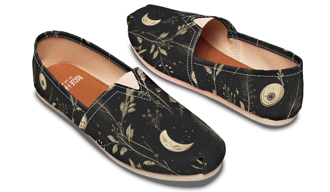 Twilight Garden Espadrilles - Lightweight Canvas Slip-Ons with Elastic V for Easy Comfort