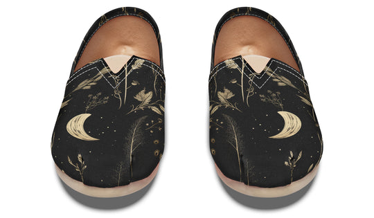 Twilight Garden Espadrilles - Lightweight Canvas Slip-Ons with Elastic V for Easy Comfort