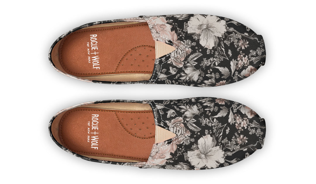 Vintage Peonies Espadrilles - Lightweight Canvas Slip-Ons with Elastic V for Easy Comfort