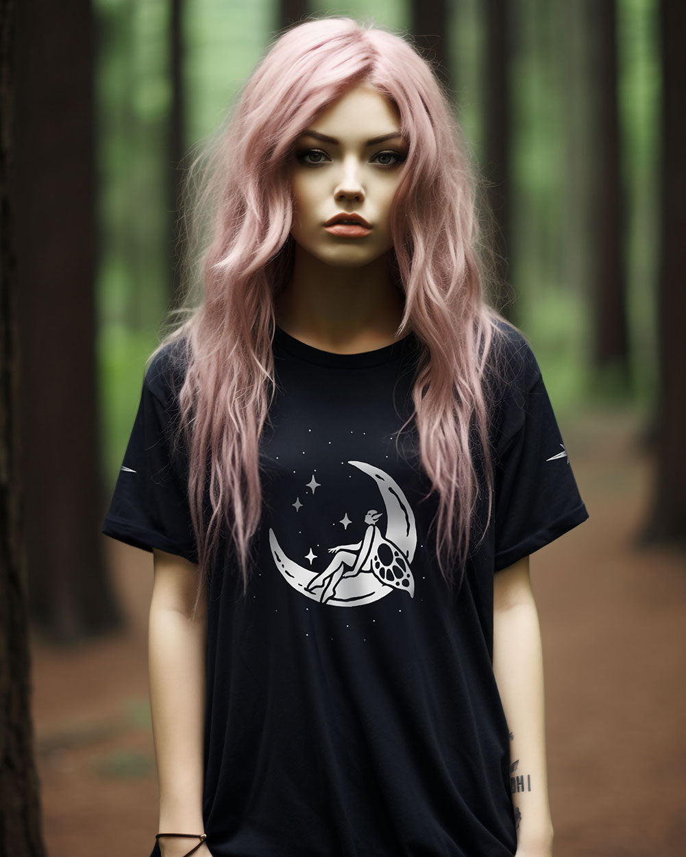 Pixie Moon Unisex Vegan Tee - Fairy Witchy Gothic Grunge Style - Alternative Occult Ethical Clothing - On Demand Eco-friendly Sustainable Fashion